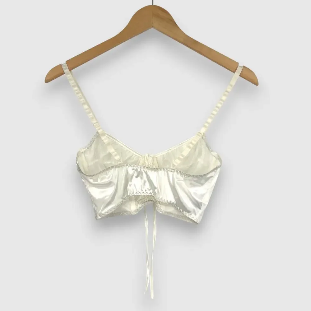 Y2k Vintage Frederick’s of Hollywood Ivory Satin Bustier Bralette Size 34B